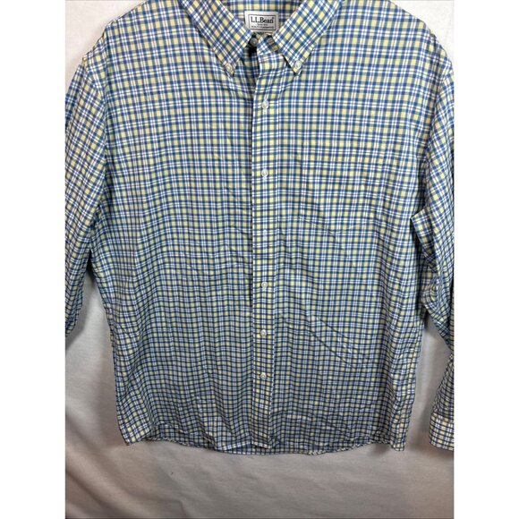 L.L. Bean Mens Slightly Fitted Button-Up Checkered Shirt Size L-Reg - Picture 2 of 12